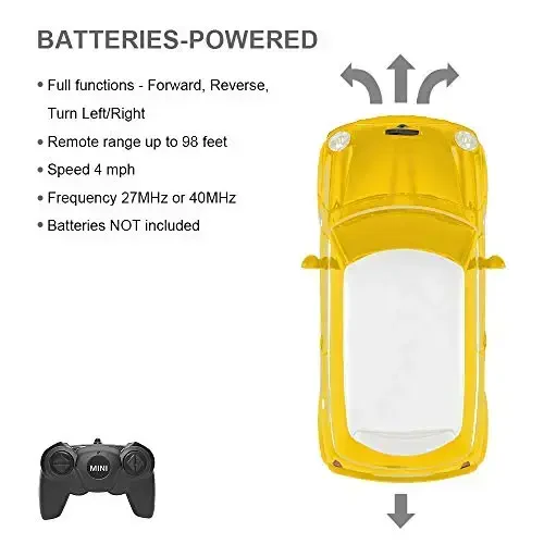 RASTAR Mini Cooper Model, 1:24 RC Cars Toy Mini Cooper Remote Control Car RC Mini Cooper Car Toy for Kids, Yellow - 6