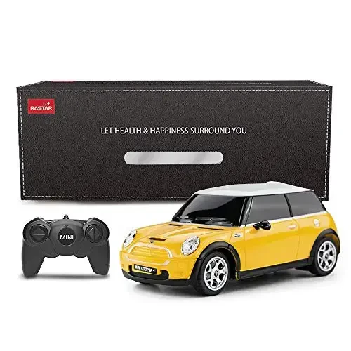 RASTAR Mini Cooper Model, 1:24 RC Cars Toy Mini Cooper Remote Control Car RC Mini Cooper Car Toy for Kids, Yellow - 7