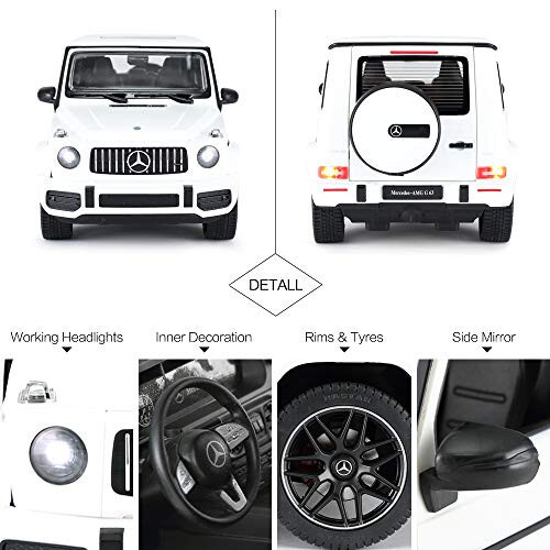 RASTAR Off-Road Masofadan boshqariladigan mashina, 1: 14 Mercedes-AMG G63 R/C Off-Roader O'yinchoq mashina, Eshiklar ochiladi/Ishlaydigan chiroqlar - Oq/2.4 Ghz - 5