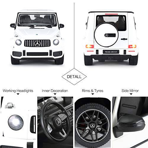 RASTAR Off-Road Masofadan boshqariladigan mashina, 1: 14 Mercedes-AMG G63 R/C Off-Roader O'yinchoq mashina, Eshiklar ochiladi/Ishlaydigan chiroqlar - Oq/2.4 Ghz - 5