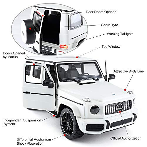 RASTAR Off-Road Remote Control Car, 1: 14 Mercedes-AMG G63 R/C Off-Roader Toy Car, Doors Open/Working Lights - White/2.4Ghz - 4