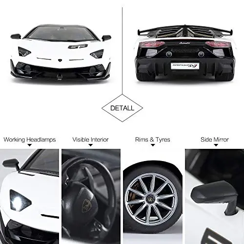 RASTAR O'yinchoq Lamborghini Avtomobili 1: 14 Lamborghini Aventador SVJ Masofadan boshqarish Model Avtomobili, Super RC Sport Poygasi Avtomobili Bolalar O'g'il Bolalar Uchun Sovg'alar, 2.4GHz / Oq - 5