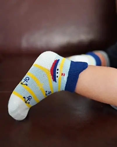 RATIVE Anti Slip Ankle Socks with Grips for Baby Toddler Kids Boys Girls - 5