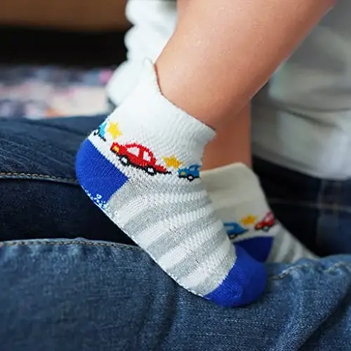 RATIVE Anti Slip Ankle Socks with Grips for Baby Toddler Kids Boys Girls - 6