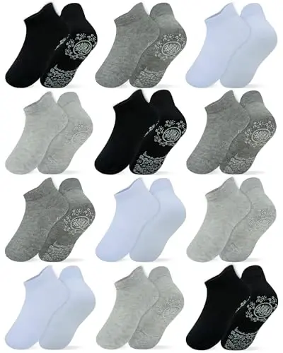 RATIVE Anti Slip Ankle Socks with Grips for Baby Toddler Kids Boys Girls 