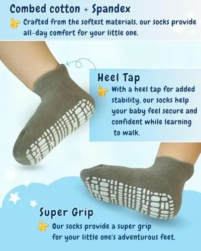 RATIVE Anti Slip Ankle Socks with Grips for Baby Toddler Kids Boys Girls - MODAZONE (1)