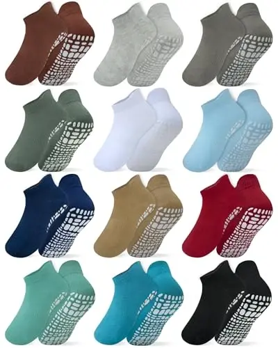RATIVE Anti Slip Ankle Socks with Grips for Baby Toddler Kids Boys Girls 