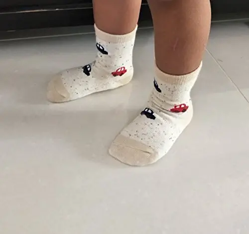 RATIVE Non Skid Anti Slip Crew Socks With Grips for Baby Infant Toddlers Kids Boys 