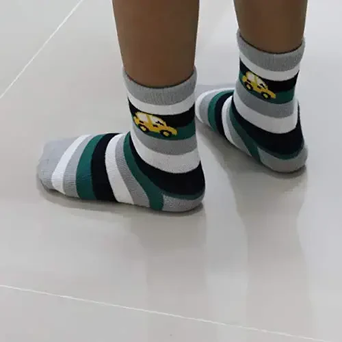 RATIVE Non Skid Anti Slip Crew Socks With Grips for Baby Infant Toddlers Kids Boys - 3