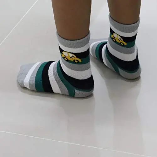 RATIVE Non Skid Anti Slip Crew Socks With Grips for Baby Infant Toddlers Kids Boys - 3