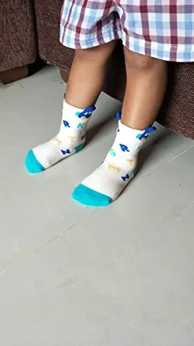 RATIVE Non Skid Anti Slip Crew Socks With Grips for Baby Infant Toddlers Kids Boys - 4