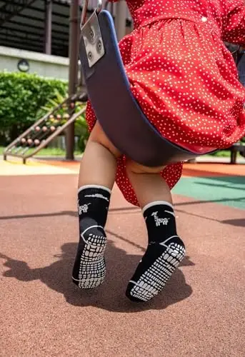 RATIVE Non Skid Anti Slip Crew Socks With Grips for Baby Infant Toddlers Kids Boys - 4