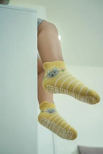 RATIVE Anti Slip Toddler Ankle Socks with Grips Non Skid Cotton Baby Socks for Boys & Girls - 5