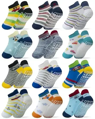 RATIVE Anti Slip Ankle Socks with Grips for Baby Toddler Kids Boys Girls - 1
