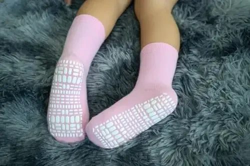 RATIVE Non Skid Anti Slip Cotton Dress Crew Socks With Grips For Baby Infant Toddler Kids Girls - 5