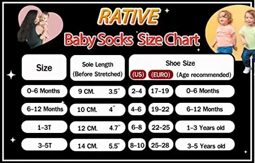RATIVE Non Skid Anti Slip Cotton Dress Crew Socks With Grips For Baby Infant Toddler Kids Girls - RATIVE (1)