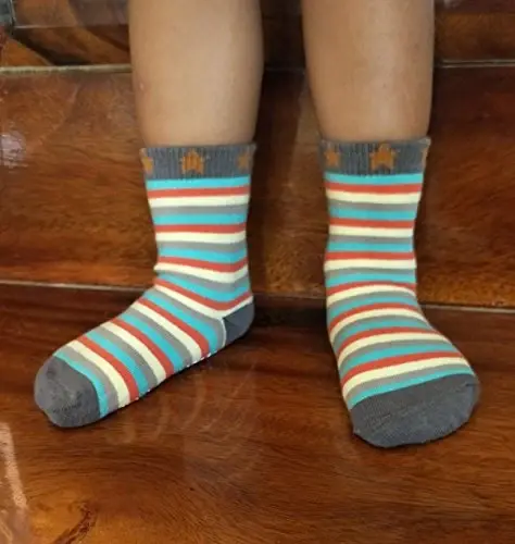 RATIVE Non Skid Anti Slip Crew Socks With Grips for Baby Infant Toddlers Kids Boys - 4