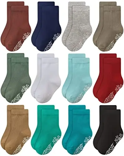 RATIVE Non Skid Anti Slip Crew Socks With Grips for Baby Infant Toddlers Kids Boys - 1