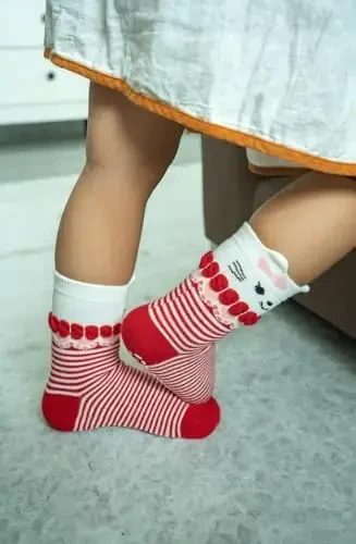 RATIVE Non Skid Anti Slip Cotton Dress Crew Paypoqlar Chaqaloqlar uchun Qizlar uchun Grips bilan - 6