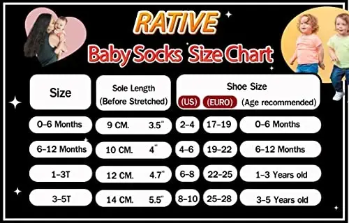 RATIVE Non Skid Anti Slip Cotton Dress Crew Paypoqli paypoqlar Chaqaloq go'dak bolalar qizlar uchun tutqichli - RATIVE (1)