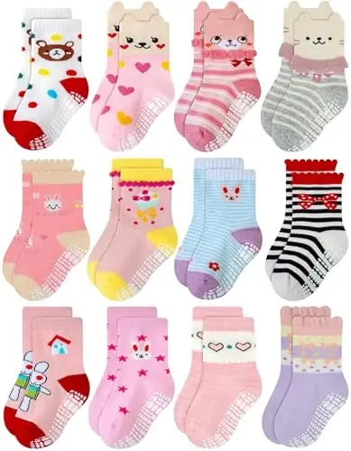 RATIVE Non Skid Anti Slip Cotton Dress Crew Paypoqli paypoqlar Chaqaloqlar uchun tutqichli bolalar bolalar qizlari 