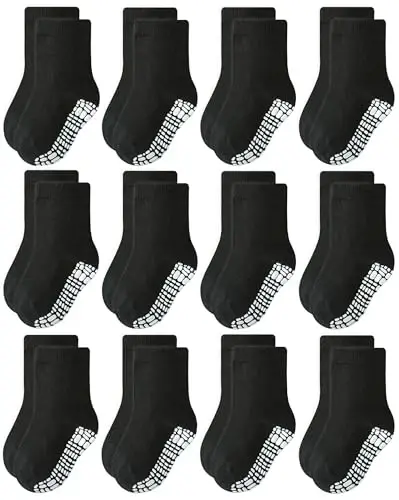 RATIVE Non Skid Anti Slip Crew Socks With Grips for Baby Infant Toddlers Kids Boys - RATIVE