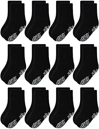 RATIVE Non Skid Anti Slip Crew Socks With Grips for Baby Infant Toddlers Kids Boys 