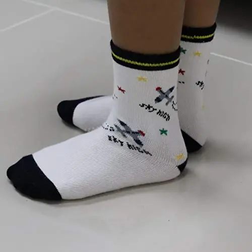 RATIVE Non-Skid Anti-Slip Crew Socks for Toddler Boys | Soft Cotton Stretch Baby Infant Kids Gripper Bottom Socks for Walking Crawling Indoor Play, Colorful Designs, Everyday Wear - 3