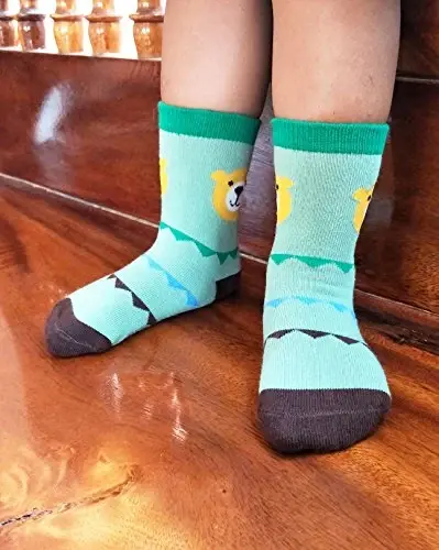 RATIVE Non-Skid Anti-Slip Crew Socks for Toddler Boys | Soft Cotton Stretch Baby Infant Kids Gripper Bottom Socks for Walking Crawling Indoor Play, Colorful Designs, Everyday Wear - RATIVE (1)