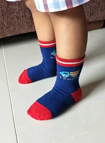 RATIVE Non-Skid Anti-Slip Crew Socks for Toddler Boys | Soft Cotton Stretch Baby Infant Kids Gripper Bottom Socks for Walking Crawling Indoor Play, Colorful Designs, Everyday Wear - 6