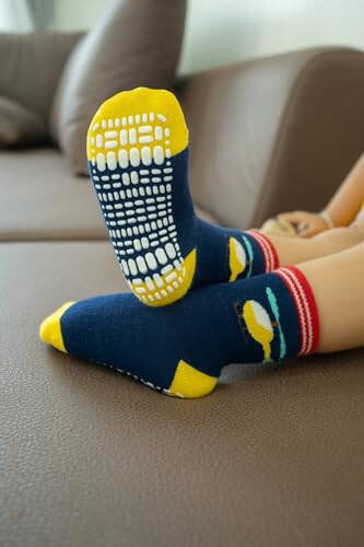 RATIVE Non Skid Anti Slip Crew Socks With Grips For Baby Infant Toddlers Kids Boys - 58