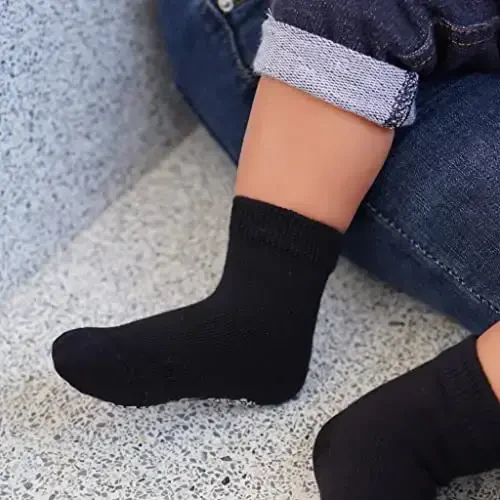 RATIVE Non Skid Anti Slip Crew Socks With Grips for Baby Infant Toddlers Kids Boys - 3
