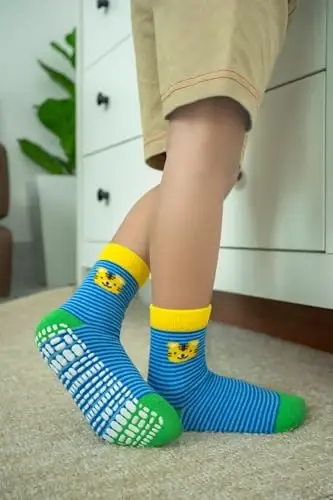 RATIVE Non Skid Anti Slip Crew Socks With Grips for Baby Infant Toddlers Kids Boys - 3