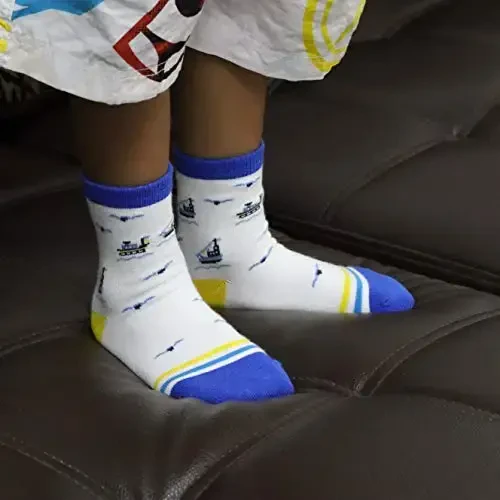 RATIVE Non Skid Anti Slip Crew Socks With Grips for Baby Infant Toddlers Kids Boys - 4