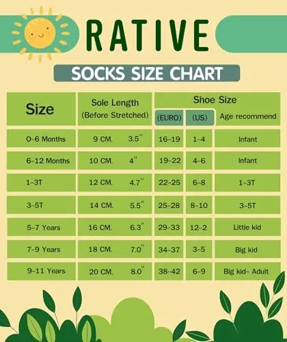 RATIVE Non Skid Anti Slip Crew Socks With Grips for Baby Infant Toddlers Kids Boys - 4