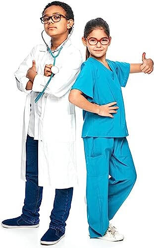 Rauoawby White Lab Coat for Kids - Children's Lab Coat for Doctor Scientist & Chemistry Experiment Costume - 7