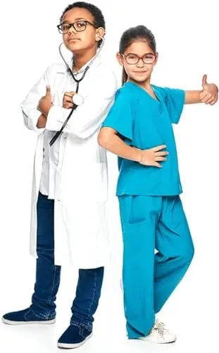 Rauoawby White Lab Coat for Kids - Children's Lab Coat for Doctor Scientist & Chemistry Experiment Costume - 2