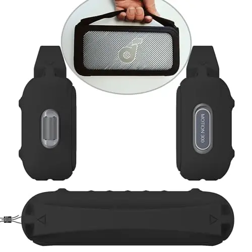RAWECUD Silicone Cover Case for Soundcore Motion 300 Wireless Hi-Res Portable Speaker, Protective Holder Skin for Motion 300 Speaker Case Accessories (Black) - 5
