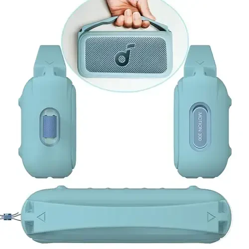 RAWECUD Silicone Cover Case for Soundcore Motion 300 Wireless Hi-Res Portable Speaker, Protective Holder Skin for Motion 300 Speaker Case Accessories (Blue) - 5
