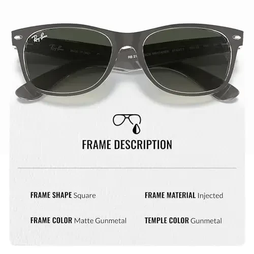 Ray-Ban RB2132 NEW WAYFARER COLOR MIX erkaklar va ayollar uchun kvadrat shaklidagi quyoshdan saqlaydigan ko'zoynaklar, rasmiy ko'zoynaklar to'plami bilan - MODAZONE (1)