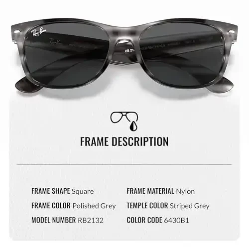 Ray-Ban RB2132 NEW WAYFARER COLOR MIX Erkaklar va ayollar uchun kvadrat shaklidagi quyoshdan saqlaydigan ko'zoynaklar rasmiy RAYBAN ko'zoynak to'plami bilan - 3