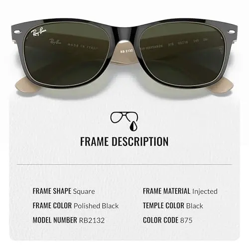 Ray-Ban RB2132 NEW WAYFARER COLOR MIX Square Shaped Sunglasses for Men & Women with Official RAYBAN Eyewear Kit - 3