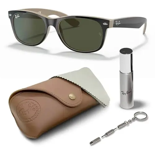 Ray-Ban RB2132 NEW WAYFARER COLOR MIX Square Shaped Sunglasses for Men & Women with Official Eyewear Kit - 1