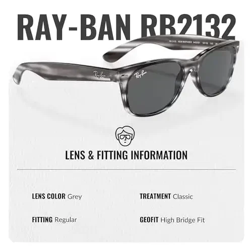 Ray-Ban RB2132 NEW WAYFARER COLOR MIX Square Shaped Sunglasses for Men & Women with Official Eyewear Kit - MODAZONE