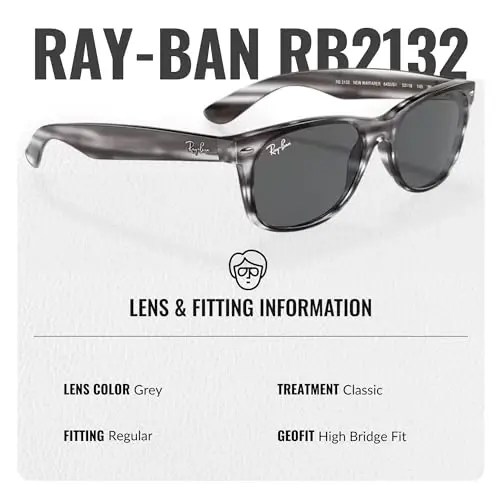 Ray-Ban RB2132 NEW WAYFARER COLOR MIX Square Shaped Sunglasses for Men & Women with Official Eyewear Kit - 1