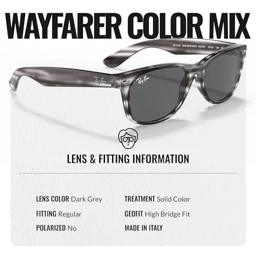 Ray-Ban RB2132 NEW WAYFARER COLOR MIX Square Shaped Sunglasses for Men & Women with Official Eyewear Kit - 5