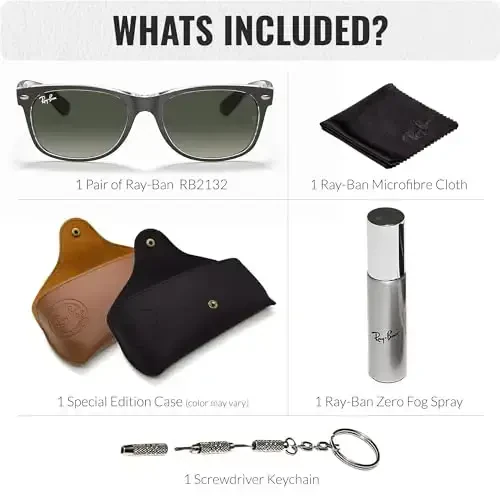 Ray-Ban RB2132 NEW WAYFARER COLOR MIX Square Shaped Sunglasses for Men & Women with Official Eyewear Kit - 3