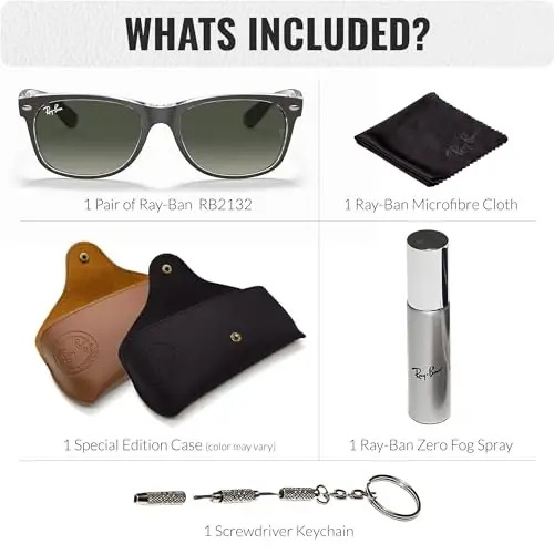 Ray-Ban RB2132 NEW WAYFARER COLOR MIX Square Shaped Sunglasses for Men & Women with Official Eyewear Kit - 3