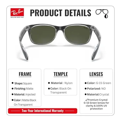 Ray-Ban RB2132 NEW WAYFARER COLOR MIX Square Shaped Sunglasses for Men & Women with Official RAYBAN Eyewear Kit - 3