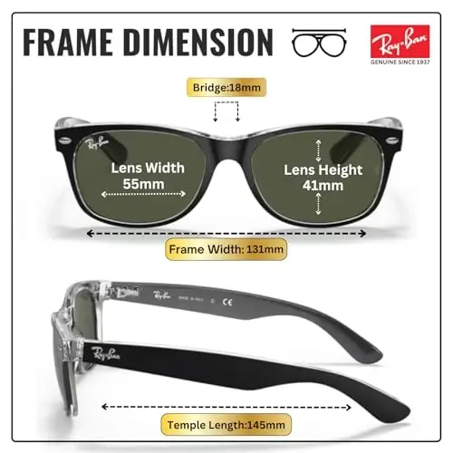 Ray-Ban RB2132 NEW WAYFARER COLOR MIX Square Shaped Sunglasses for Men & Women with Official RAYBAN Eyewear Kit - 5